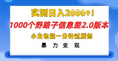 2025抖音1000个野路子信息差最新玩法,一分钟过原创,暴力变现月入几k-来必发