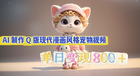 AI制作Q版现代漫画风格宠物视频,单日变现几张-来必发