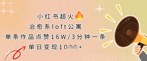 小红书超火的治愈系loft公寓，单条作品点赞16W，3分钟一条，单日变现数张-来必发